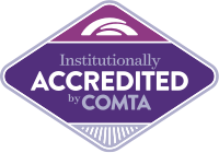 Makana Esthetics Wellness Academy COMTA accreditation badge representing nationally recognized standards for professional esthetics and wellness education